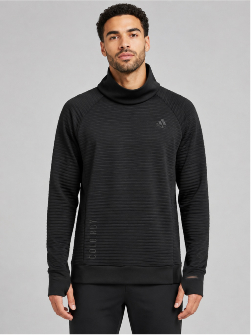 Adidas COLD.RDY Men’s Large Black Ribbed Cowl Neck Athletic Pullover NWOT